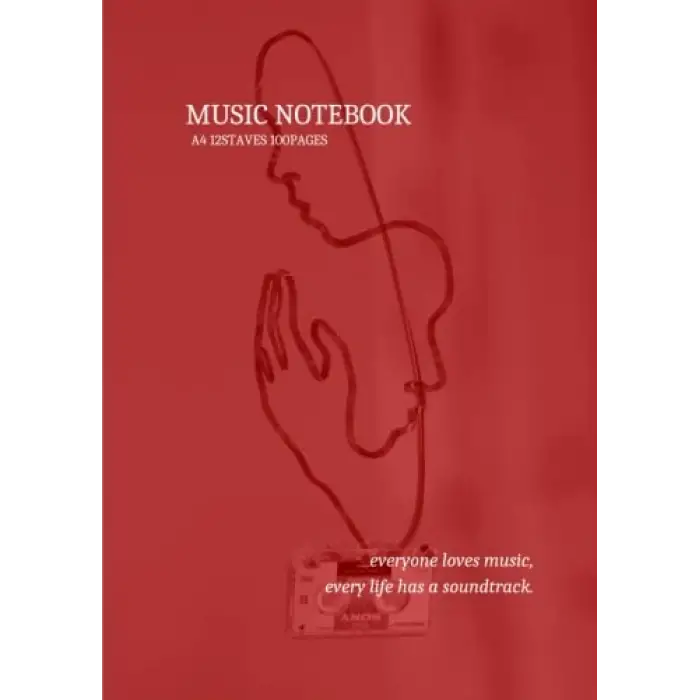 Musıc Notebook A4 12STAVES 100PAGES: A4サイズ 無地 5線譜 12段 100ページ everyone loves music シリーズ 3