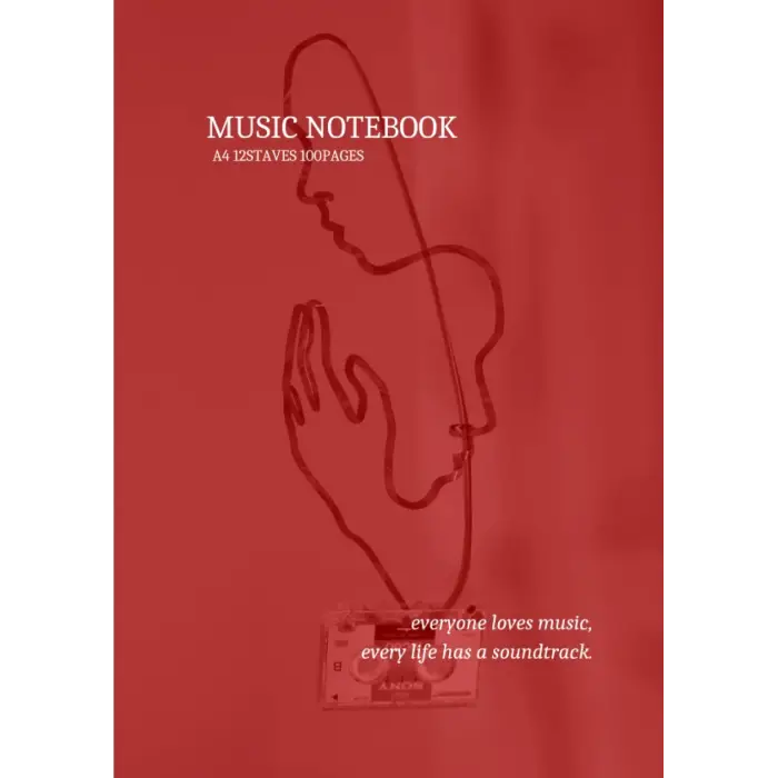 Musıc Notebook A4 12STAVES 100PAGES: A4サイズ 無地 5線譜 12段 100ページ everyone loves music シリーズ 3