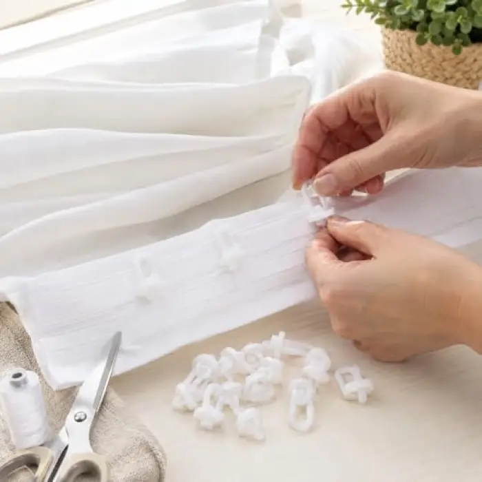 Perde Düğmesi, 20 Adet ±2, Elle Dikmeli Beyaz Perde Ruleti, Plastik Korniş Askı Aparatı