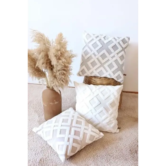 Mila bej 28x50 cm dikdörtgen punch desenli dekoratif kır­lent kılıfı