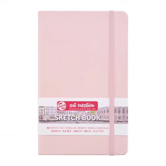 Çizim Defteri, Pastel Pembe, İnce, Asitsiz Kağıt, 80 Yaprak Ciltli, Kalınlık: 140 g/m2), 5,1 x 8,3 inç (13 x 21 cm), ターレンスジャパン(Talens Japan) Tarens T9314-012M Art Creations Eskiz Defteri