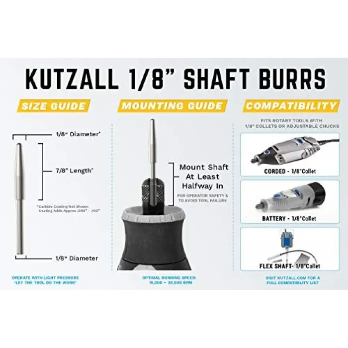 Aşırı Konik Döner Çapak; 1⁄8 Şaft, Çok Kaba, Dremel, Foredom, DeWalt, Milwaukee için Ağaç İşleme Eklentisi. Aşındırıcı Tungsten Karbür, 1⁄8 (3.1 mm) Dia. X 7⁄8 (22.2 mm) Uzunluk TX-18-EC