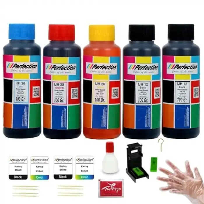 Canon Uyumlu MG2551S MG2556S PG-545 CL-546 Kartuș Dolum Seti 5x100 g, Aparatlı ve Solüsyonlu