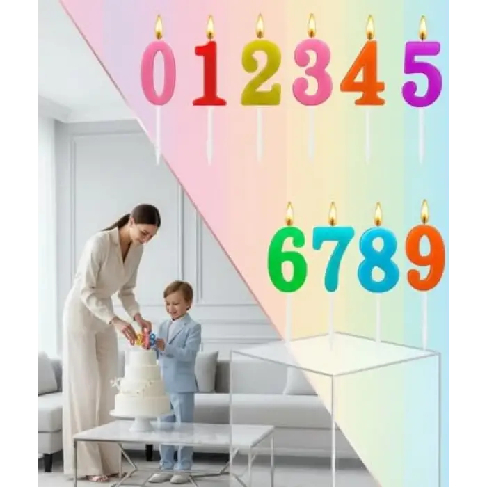 Renkli Rakaml� Doğum Günü Pastası Mum Seti - 20 Adet, 7430000722766