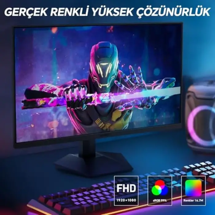 Monitör 24E3 23.8Inç; 165Hz, Fhd, 1080p(1920*1080), 1ms, Ips, Adaptive Sync, Monitörler, Gaming, Hdmi 1.4*2, Dp 1.2*1, Eğilmek：-5~15°, Yukarı ve Aşağı, Görme Açısı 178°, Vesa，75*75 mm, Siyah