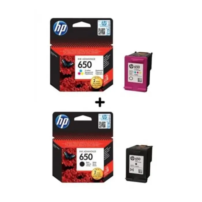 650 Siyah ve Renkli Kartuș Seti (CZ101AE, CZ102AE), Deskjet Ink Advantage Serisi ile Uyumlu