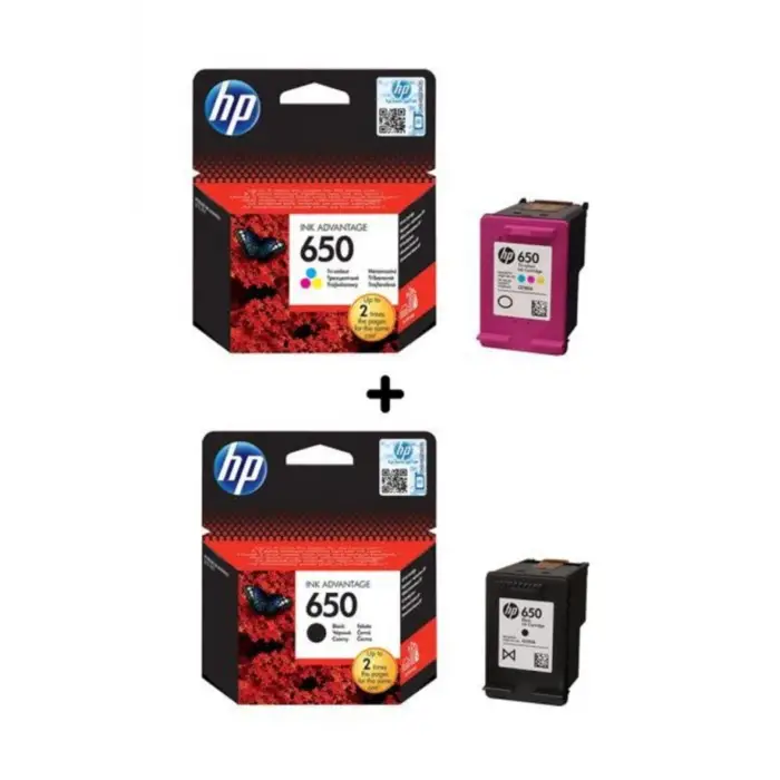 650 Siyah ve Renkli Kartuș Seti (CZ101AE, CZ102AE), Deskjet Ink Advantage Serisi ile Uyumlu