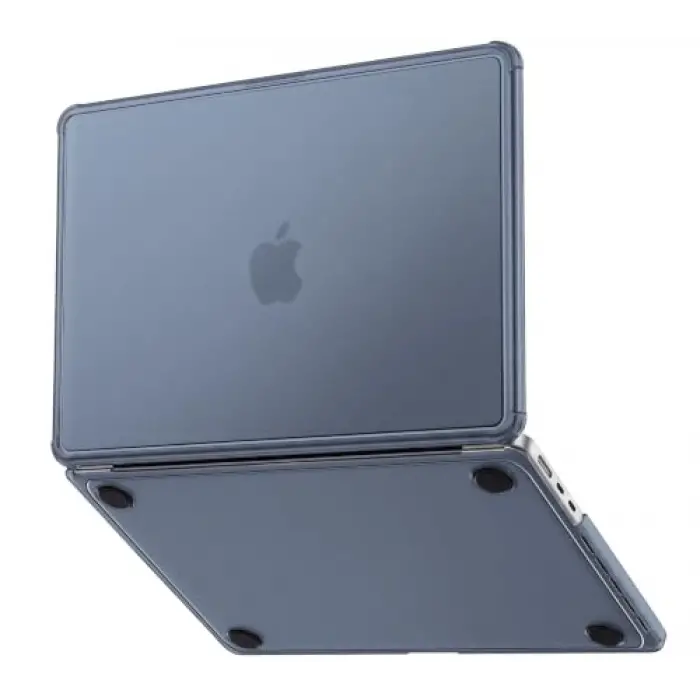 MacBook Air【M5/M4/M3/M2】13.6 inç, ile Uyumlu Mat Kılıf Köşe Korumalı ve Şeffaf Çizgi Detaylı Tasarım, 2026/2025/2024/2023/2022, A3449 - A3240 - A3113 - A2681, (Mavi Şeffaf)