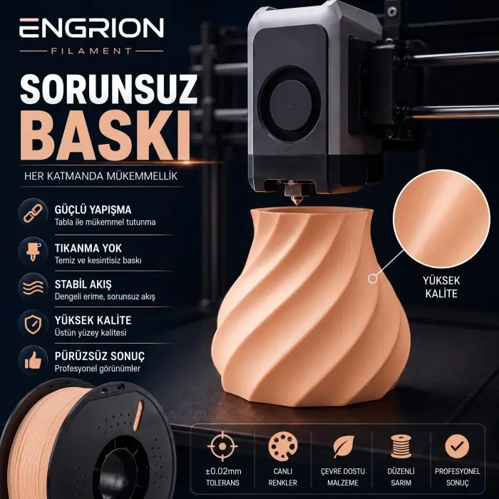 Pla+ Filament 1.75 mm 1 kg Ten Rengi - Yüksek Hızlı Baskı, ±0.02 mm Tolerans, Fdm/Ams Uyumlu 3D Yazıcı Filamenti