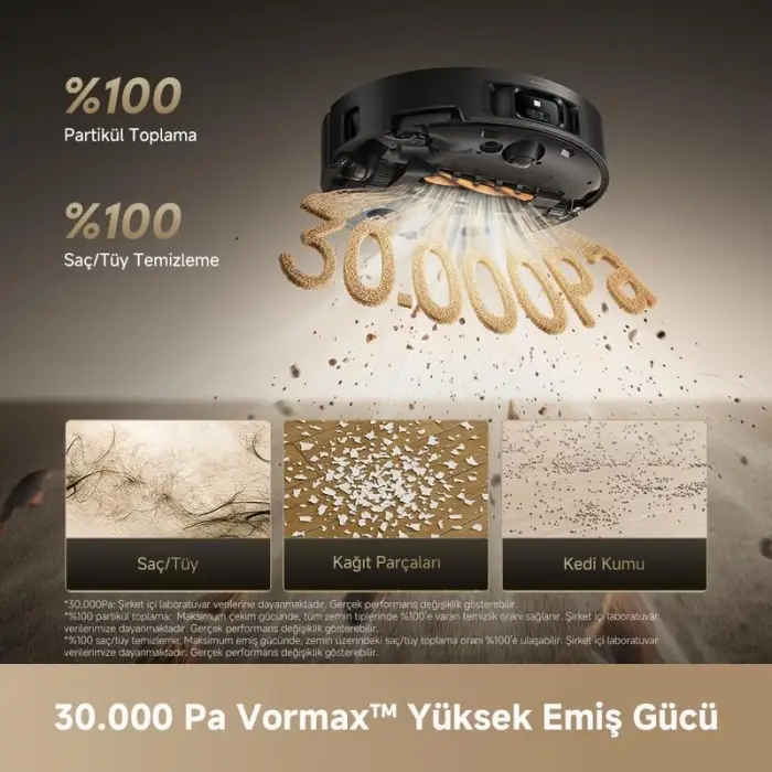 Matrix10 Ultra Robot Süpürge ve Mop, 30.000 Pa Vormax™ Emiş Gücü, Otomatik Paspas Değiştirme, 100℃ Sıcak Su ile Mop Yıkama, AI Akıllı Navigasyon, Siyah