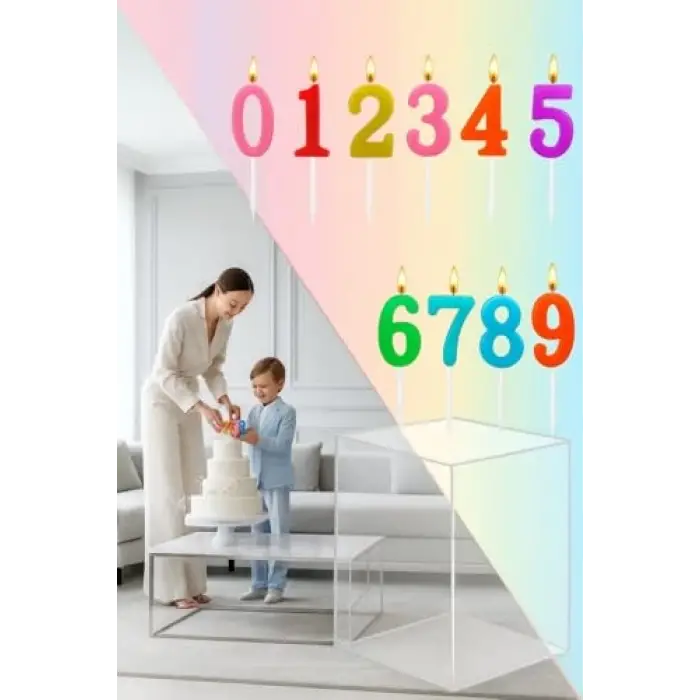 Renkli Rakaml� Doğum Günü Pastası Mum Seti - 20 Adet, 7430000722766