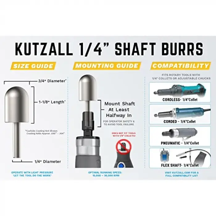 Aşırı Top Burun Döner Çapak 1⁄4 Şaft; Çok Kaba, Bosch, DeWalt, Milwaukee, Makita için Ağaç İşleme Eklentisi. Aşındırıcı Tungsten Karbür 3⁄4(19 mm) Dia. X 1-1⁄8(28.5 mm) Uzunluk, Bnx-34C