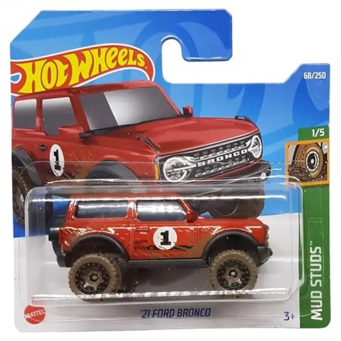 Ford Bronco ±21 Mud Studs 1/5 HCW91 Short Card Arazi Aracı Kırmızı Mattel 2022