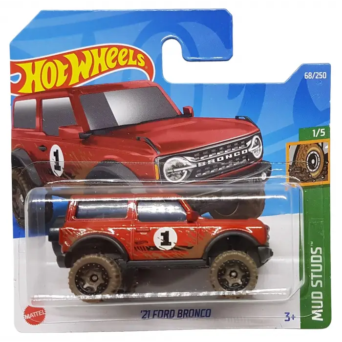 Ford Bronco ±21 Mud Studs 1/5 HCW91 Short Card Arazi Aracı Kırmızı Mattel 2022