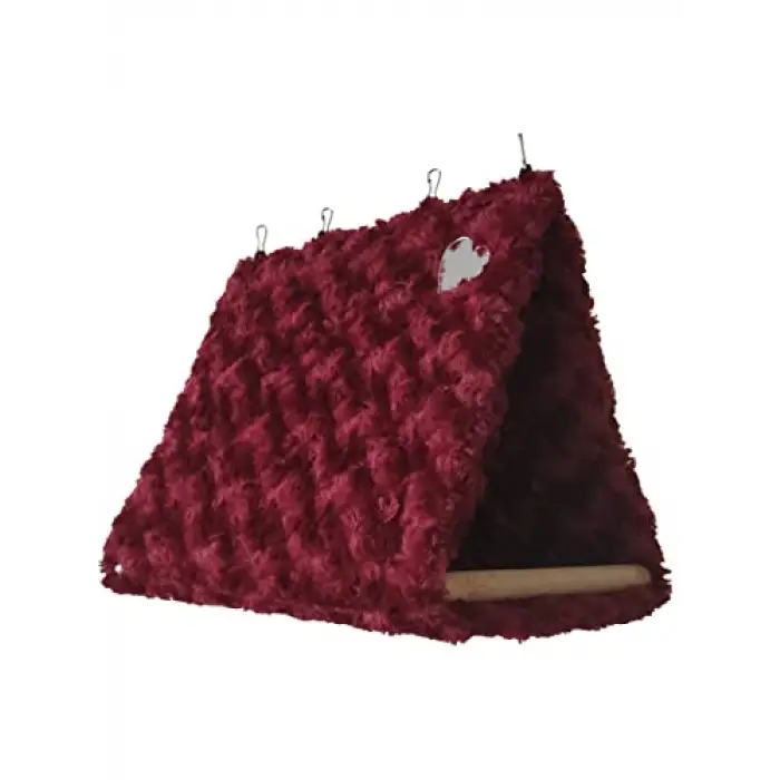 Akat Cosy Fluffy Büyük Boy Bordo Papağan - Kemirgen Hamağı (büyük boyutlu papağanlar.) (Büyük boy:23x 20 x 30 cmdir. (± 1 cm))