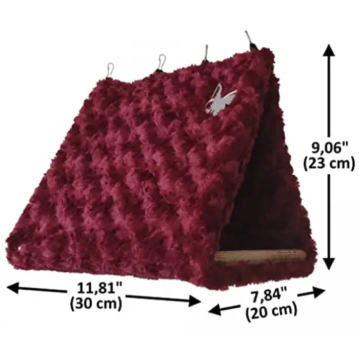 Akat Cosy Fluffy Büyük Boy Bordo Papağan - Kemirgen Hamağı (büyük boyutlu papağanlar.) (Büyük boy:23x 20 x 30 cmdir. (± 1 cm))
