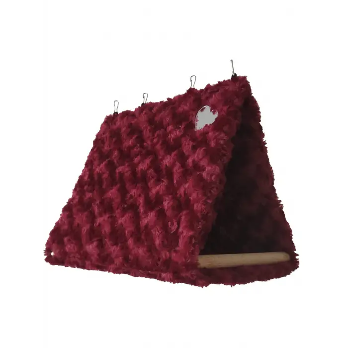 Akat Cosy Fluffy Büyük Boy Bordo Papağan - Kemirgen Hamağı (büyük boyutlu papağanlar.) (Büyük boy:23x 20 x 30 cmdir. (± 1 cm))