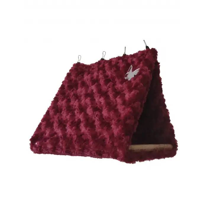 Akat Cosy Fluffy Büyük Boy Bordo Papağan - Kemirgen Hamağı (büyük boyutlu papağanlar.) (Büyük boy:23x 20 x 30 cmdir. (± 1 cm))