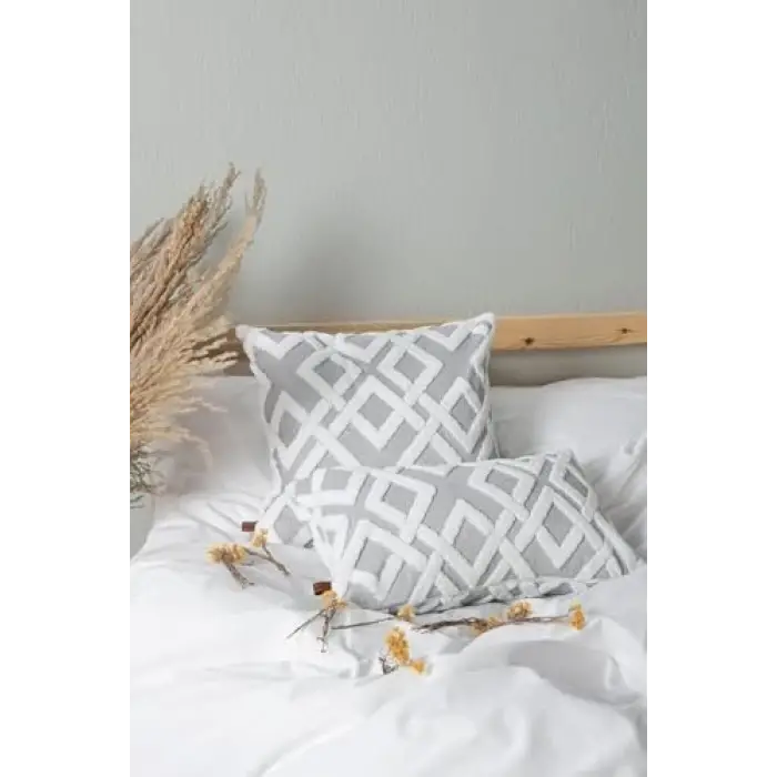Mila gri 43x43 cm jakarlı kır­lent