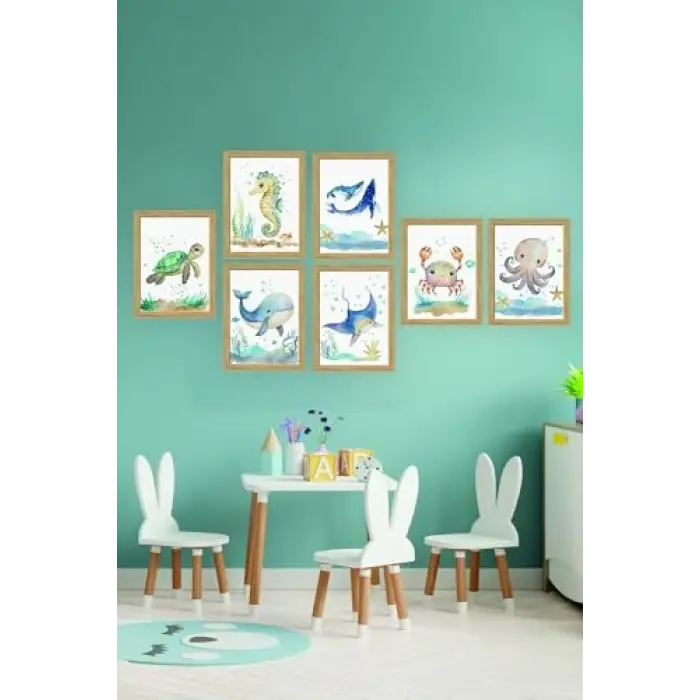 7 Parça Çerçeve Görünümlü Mdf Tablo Seti