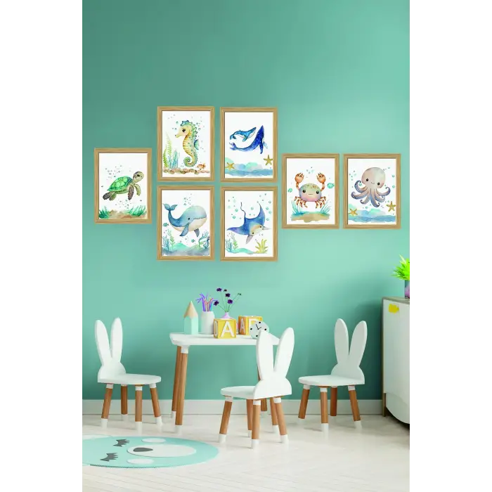 7 Parça Çerçeve Görünümlü Mdf Tablo Seti