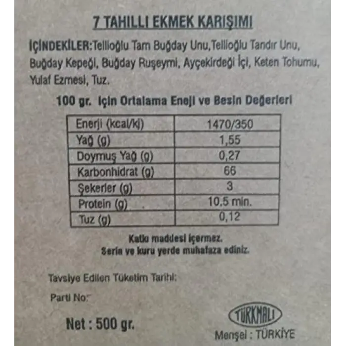 7 tahıllı ekmek yapım karışımı 500 g