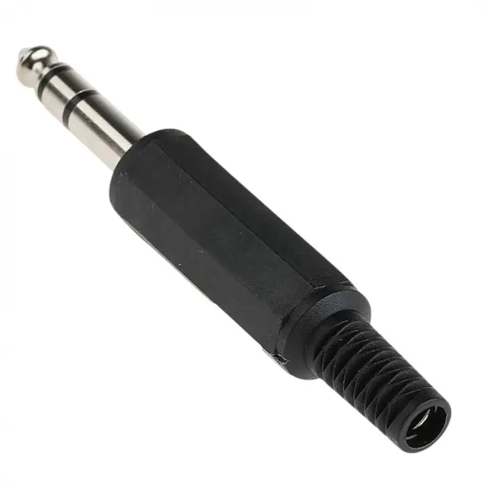 706 Plastik 6.3 MM Stereo Gitar Jack, Siyah