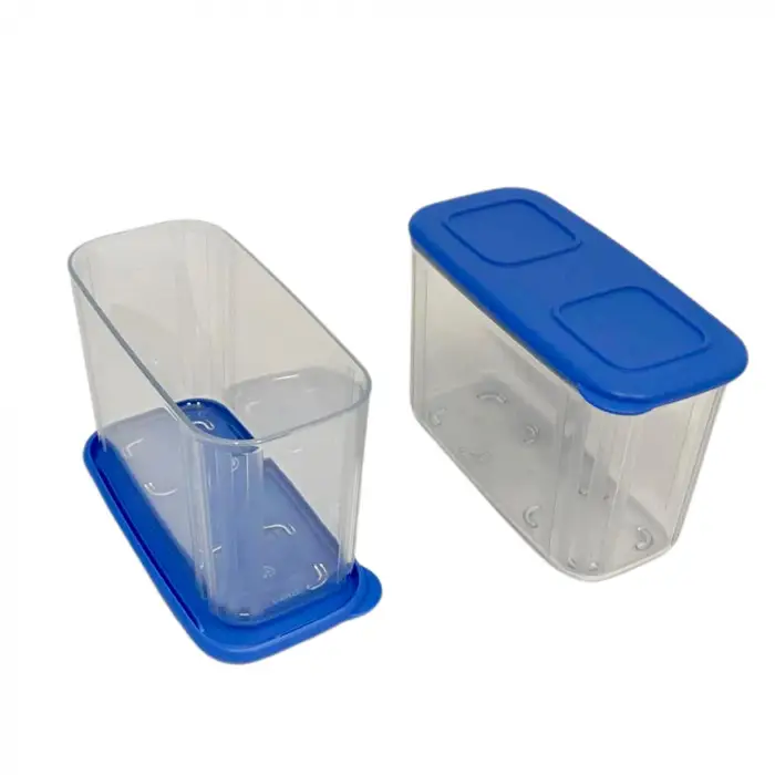 715 ml Dikdörtgen Saklama Kabı, Kapaklı, 2li Set, Şeffaf Mavi