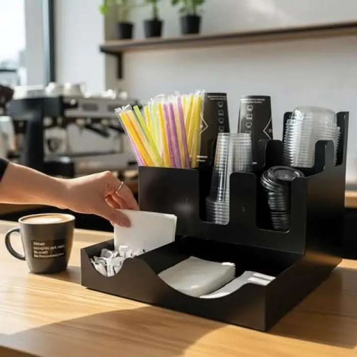 8 Bölmeli Karton Bardak ve Kapak Organizer Standı