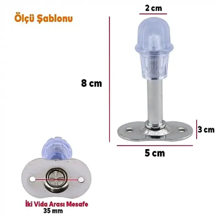 8 cm Metal Feyzayapı Kapı Stoperi Tamponu Krom Kapı Durdurucu Tutucu Kapı Stopu Silikonlu