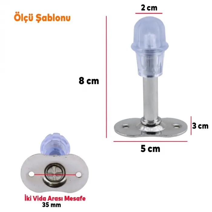8 cm Metal Feyzayapı Kapı Stoperi Tamponu Krom Kapı Durdurucu Tutucu Kapı Stopu Silikonlu