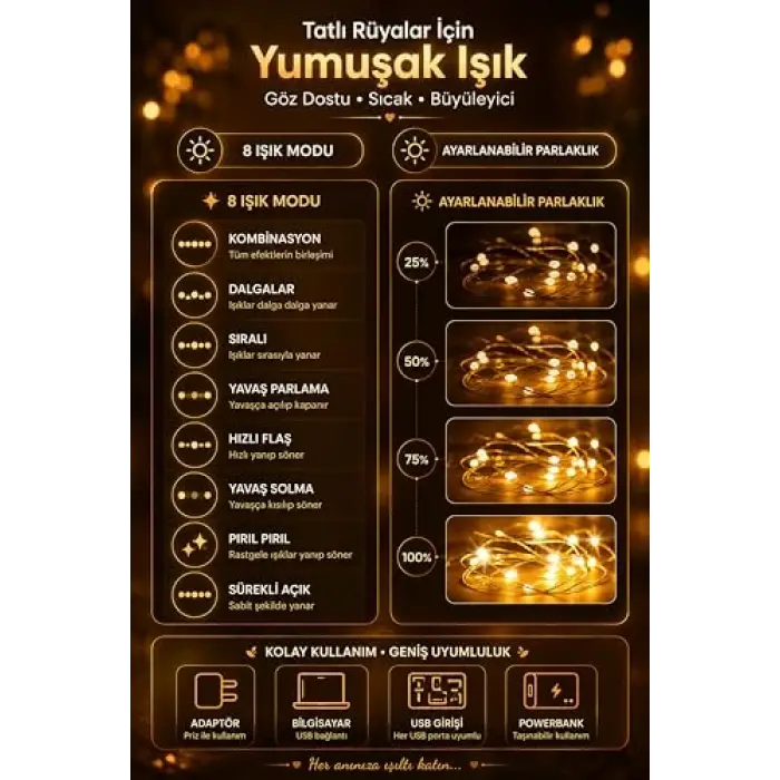 8 Mod Perde LEDi, 300 LED, 3x3m, 10 Sarkıt LED, Kumandalı Peri Perde LED