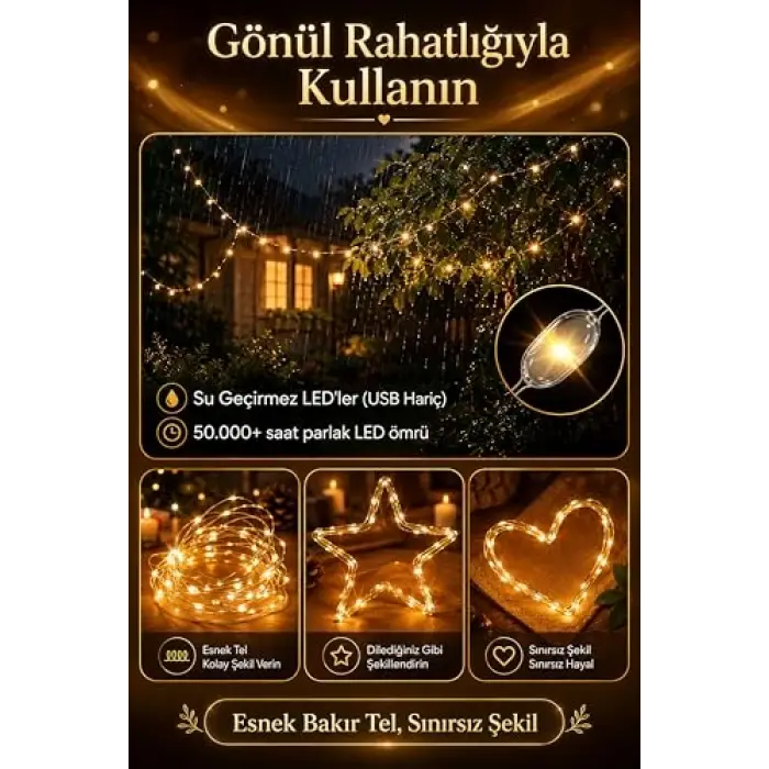 8 Mod Perde LEDi, 300 LED, 3x3m, 10 Sarkıt LED, Kumandalı Peri Perde LED