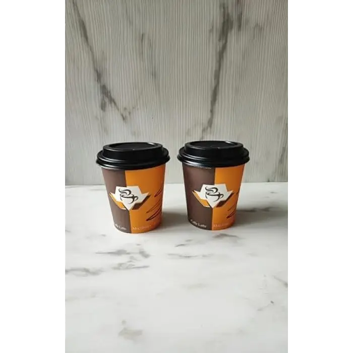8 oz Kapaklı Karton Bardak 100 Adet Bardak + 100 Adet Kapak
