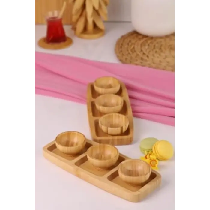 8 Parça Bambu Ahşap Sosluk Çerezlik – Sunum ve Kahvaltı Seti