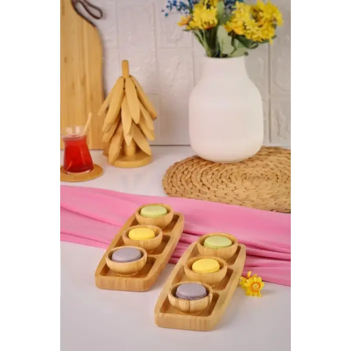 8 Parça Bambu Ahşap Sosluk Çerezlik – Sunum ve Kahvaltı Seti