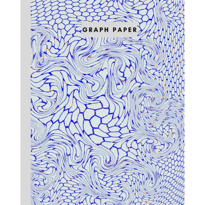 8 x 10 Graph paper; Twisted Beehive, 106 pages, Blue + Orange on White: Imperial 1/4” squared white graph paper and high quality gloss cover by Elizabeth Banks