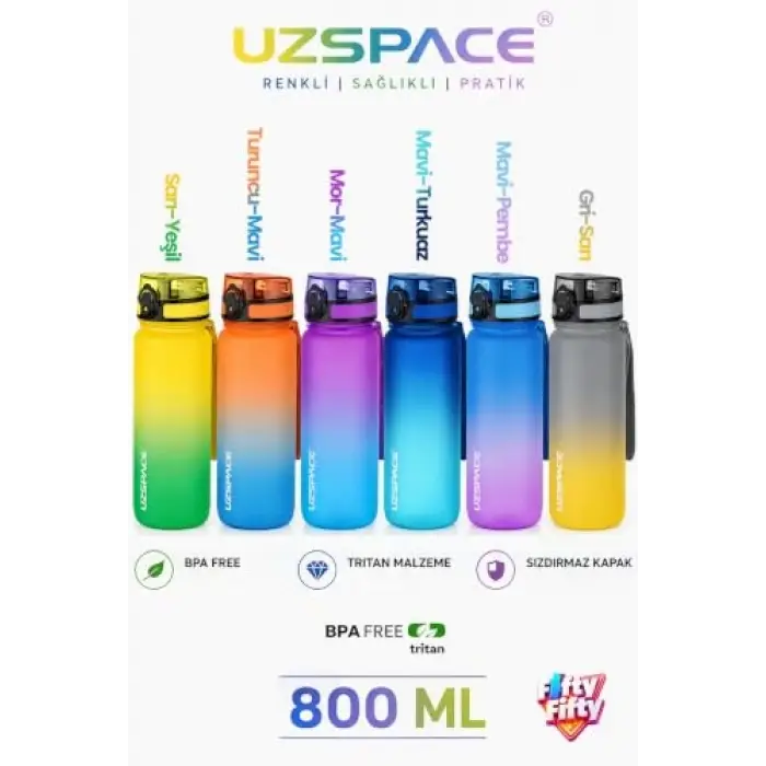 800 ml Çift Renk Softtouch Tritan Su Matarası