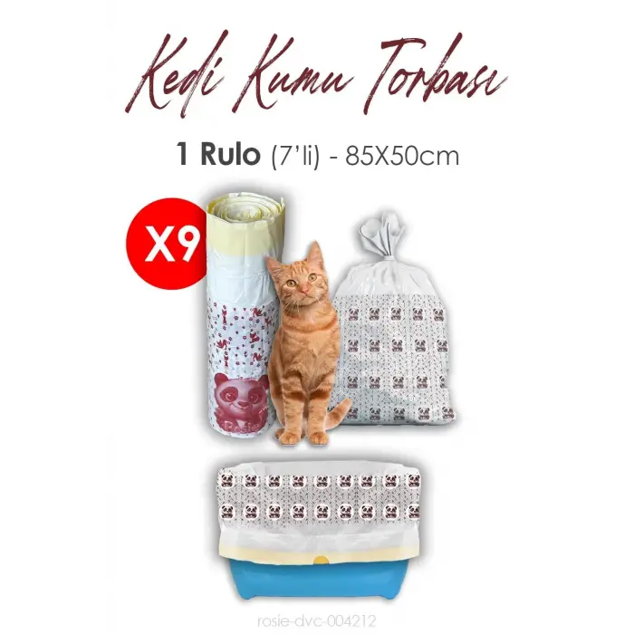 85x50 cm Kedi Kumu Torbası, 7li 9 Rulo
