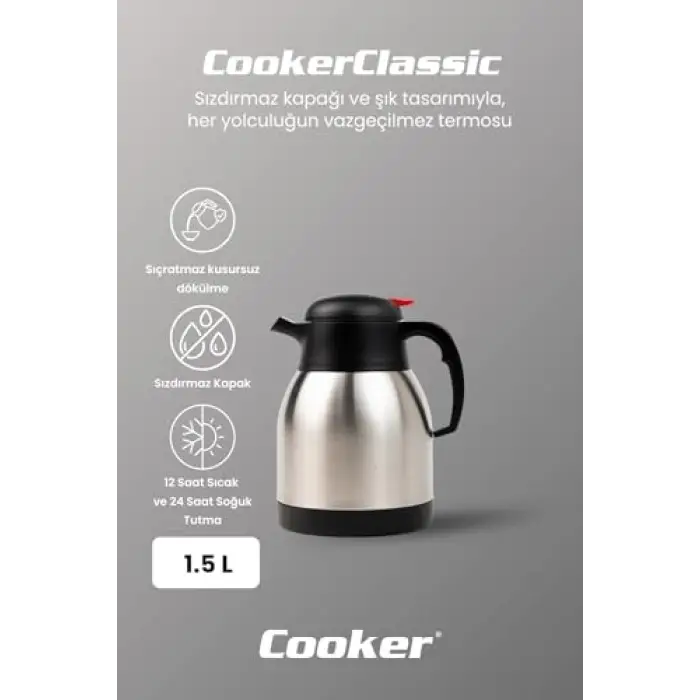 8692552754528 Paslanmaz Çelik Çift Katlı Termos, 1.5 L