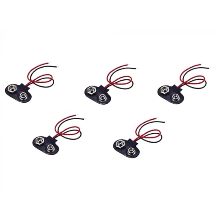 9 Volt Pil Başlığı 10 Cm Kablolu, 5 Adet, IC-232