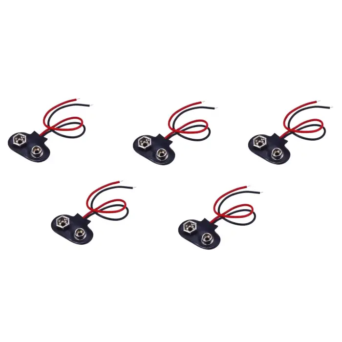 9 Volt Pil Başlığı 10 Cm Kablolu, 5 Adet, IC-232