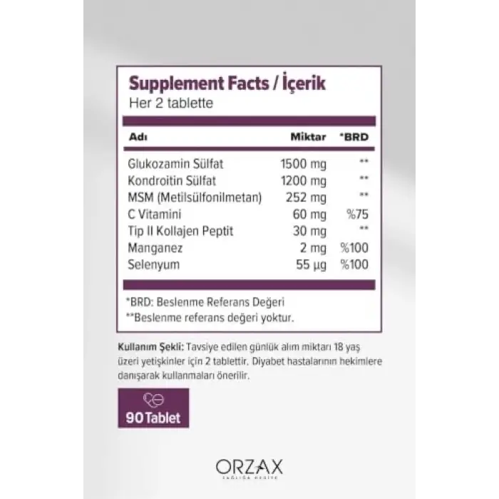 90 Tablet Aromasız Takviye