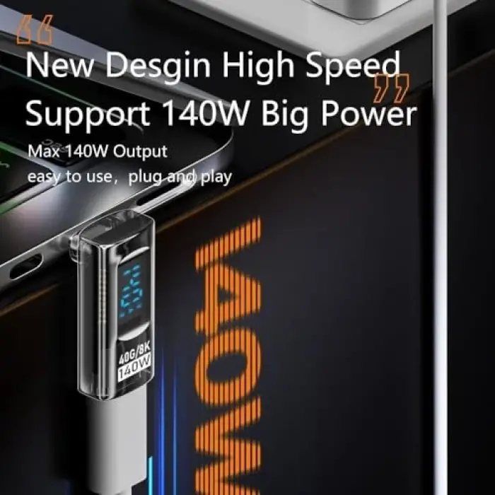 90° Type C to Type C 140W 40Gbps 8K Görüntü Aktarımı Hızlı Şarj Data Aktarımı Otgco