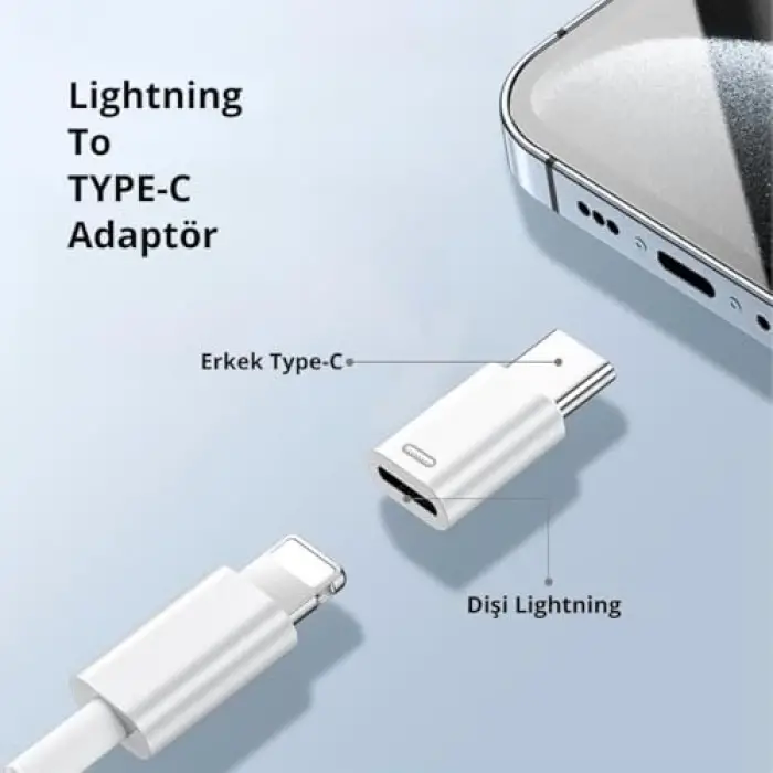 A-6004 Type-C - Lightning Şarj ve Veri Çevirici Adaptör x 2 Adet