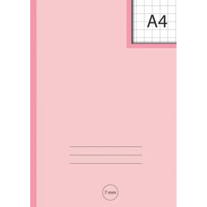 A4 7 mm Squared; Pink: Exercise Books A4 Lined, Grid Paper Notebook for Math, Science, Graph, Writing Pad 100 Pages