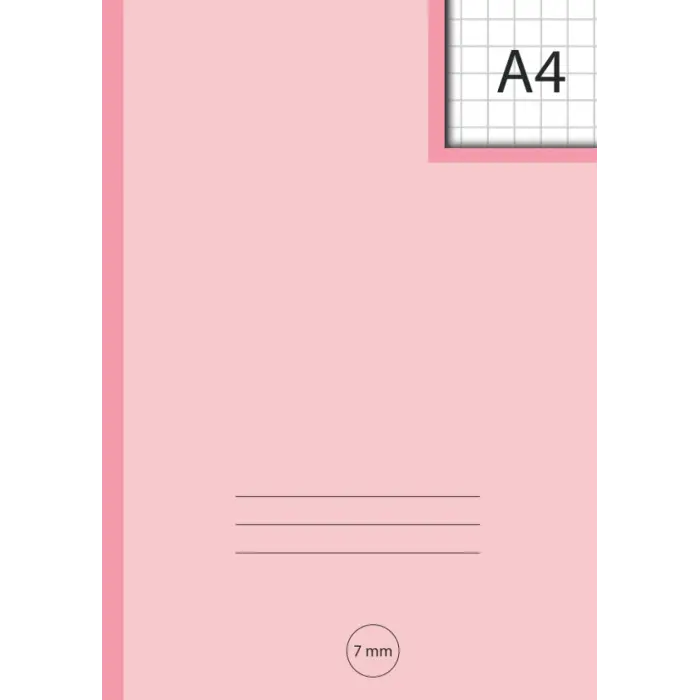 A4 7 mm Squared; Pink: Exercise Books A4 Lined, Grid Paper Notebook for Math, Science, Graph, Writing Pad 100 Pages