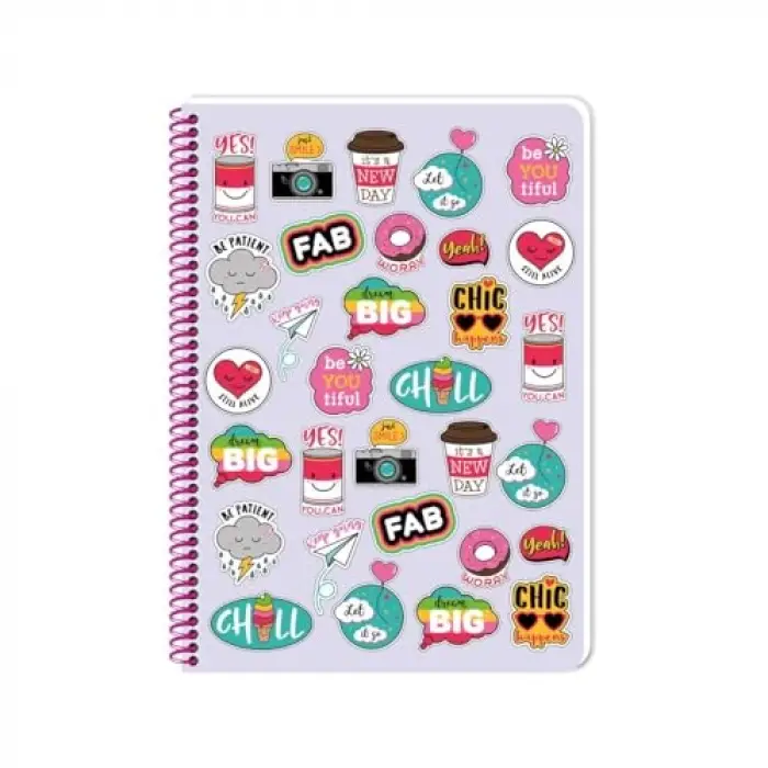 A4 80 Yaprak Çizgili PP Kp. Spiralli Sweet Fun Defter