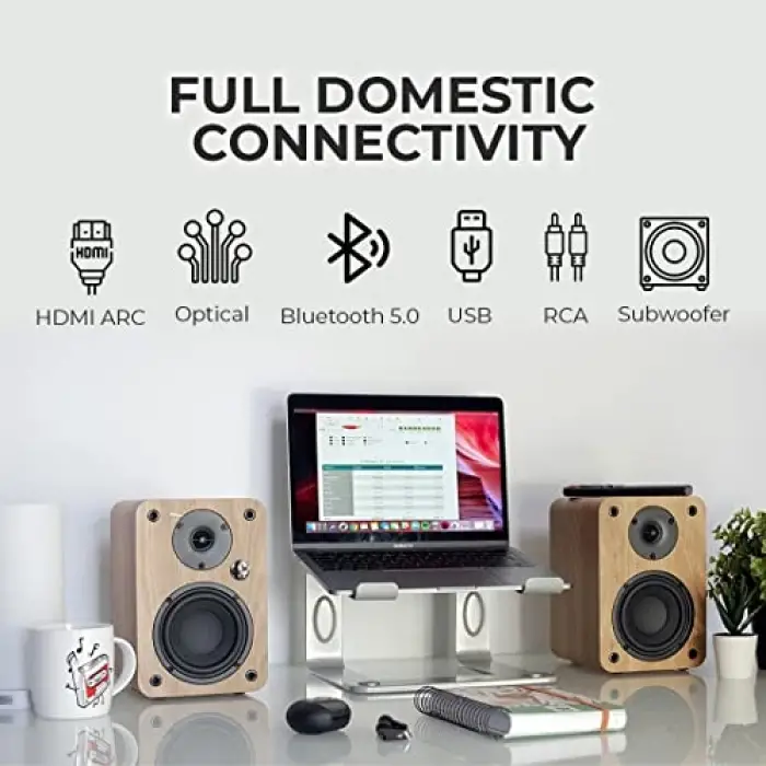 A4 Arc Aktif Hoparlör Siyah HDMI Arc Rca Bluetooth Optik USB Sub Out