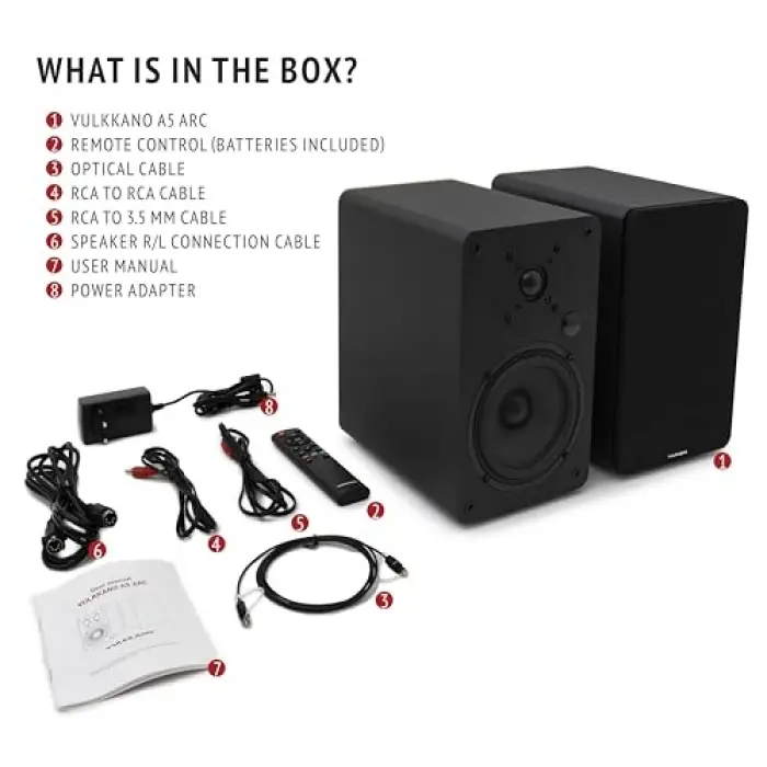 A5 Arc Siyah Aktif Hoparlör; HDMI Arc, Rca, Bluetooth, Optik, USB, Sub Out